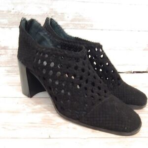 Jeffrey Campbell Aceline Black Woven Ankle Boots Heels Block Heel Size 10